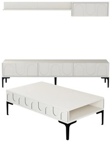 **** Conjunto de Mobiliário de Sala de Estar Lyon – Creme e Preto – Di
