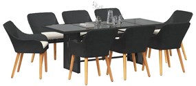 Conjunto de Jantar de Jardim 9 Peças Preto em Rattan Sintético