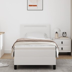 Cama Box Spring vidaXL com colchão Branca Solteiro Couro Sintético