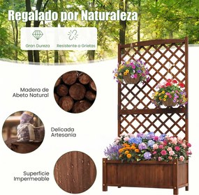 Floreira com treliça em madeira maciça de abeto 90 x 44,5 x 180,5 cm, com celosía e orifícios de drenagem para plantas trepadeiras – Jardim, Pátio, Va