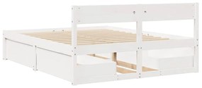 Cama sem colchão 150x200 cm madeira de pinho maciça branco