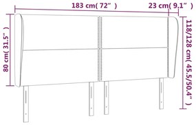 Cabeceira de cama c/ abas tecido 183x23x118/128 cm creme