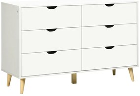 Cómoda de 6 Gavetas Lukes com 120 cm - Branco - Design Nórdico