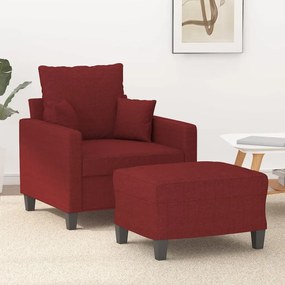 vidaXL Poltrona com apoio de pés 60 cm tecido vermelho tinto
