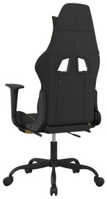 Cadeira de gaming com apoio para os pés tecido preto e amarelo