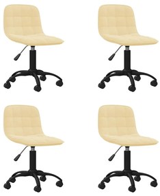 vidaXL Cadeiras de jantar giratórias 4 pcs veludo cor creme