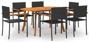 vidaXL 7 pcs conjunto de jantar para jardim preto