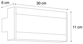 Candeeiro de Parede Moderno Preto 30cm incl. LED CCT IP54 - Vanya Moderno
