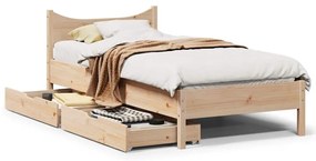 vidaXL Estrutura de cama com gavetas 75x190 cm madeira de pinho maciça