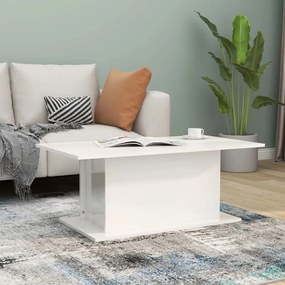 Mesa de centro 102x55,5x40 cm contraplacado branco brilhante