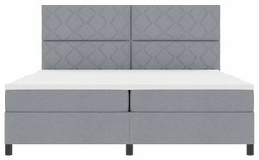 Cama Box Spring com Colchão Cinza Claro 200x200 cm Tecido