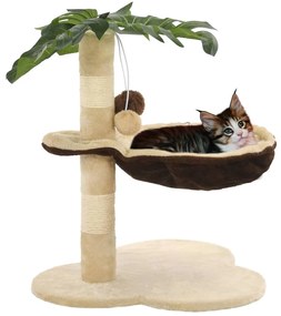 Árvore p/ gatos c/postes arranhadores sisal 50 cm bege/castanho