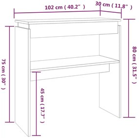 Mesa consola 102x30x80 cm derivados de madeira carvalho fumado