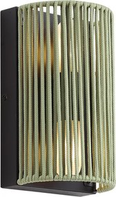 Candeeiro de Parede Japandi Verde com Preto e Corda IP44 - Jayla