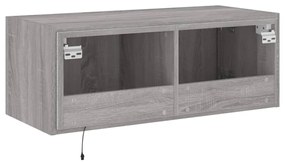 Móvel de parede p/ TV c/ luzes LED 80x35x31 cm cinzento sonoma