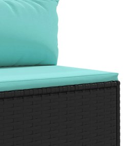 9 pcs conjunto lounge de jardim c/ almofadões vime PE preto