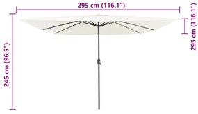 Parasol Quadrado para Jardim com Luzes LED 295x245 cm Branco Areia