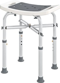 Banco de duche 42,5 L x 27 P x 44-51,5 A cm assento almofadado e ajustável, pés com ventosas antiderrapantes, em alumínio cinzento