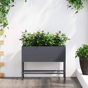 vidaXL Vaso Elevado para Jardim Antracite 60 x 26 x 45 cm Aço