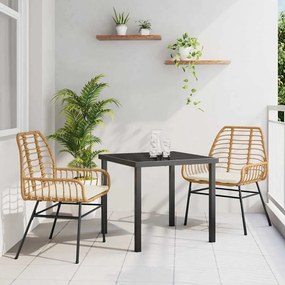 vidaXL Conjunto de Jantar para Jardim 3 pcs Castanho vime PE