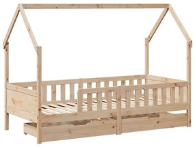 Estrutura de cama infantil c/ gavetas 90x200 cm pinho maciço