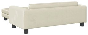 Sofá infantil com apoio de pés 100x50x30 cm veludo cor creme