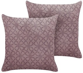 Conjunto de 2 almofadas decorativas padrão geométrico em veludo rosa 45 x 45 cm LARKSPUR Beliani