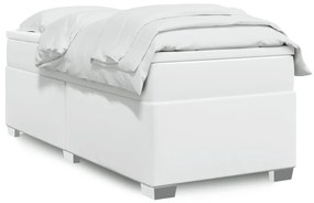 Cama com molas/colchão 90x190 cm couro artificial branco