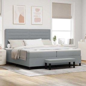 vidaXL Cama Box Spring com Colchão e Banco Cinza Claro 200x200 cm Tecido