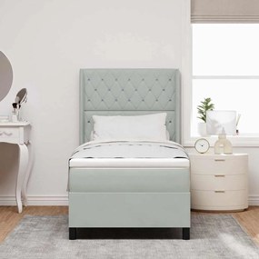 Cama Box Spring com Colchão vidaXL Cinza Claro 90x190 cm Veludo