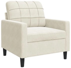 4 pcs conjunto de sofás com almofadões veludo cor creme