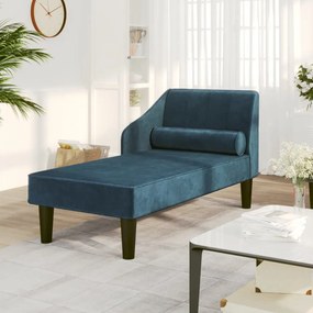 vidaXL Chaise longue com rolo veludo azul