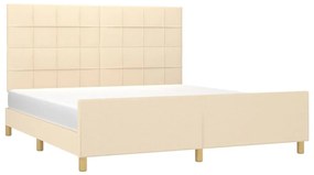 Estrutura de cama sem colchão 160x200 cm tecido cor creme