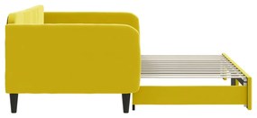 Sofá-cama com gavetão 100x200 cm veludo amarelo