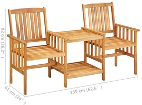 Cadeiras de jardim c/ mesa de centro 159x61x92 cm acácia maciça
