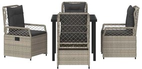 Conjunto de Jantar pra Jardim - 5 Peças Cinza Claro em Poly Rattan