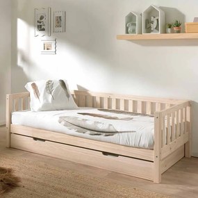 Cama infantil FRITZ (90x200) + Gaveta inferior + Estrado Natural
