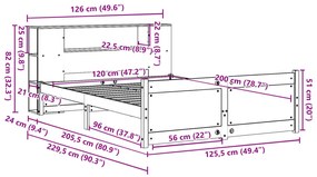 Cama com estante sem colchão 120x200 cm pinho maciço