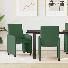 vidaXL Cadeiras de Jantar com Rodas 2 pcs Cinza verde 57 x 66 x 94 cm