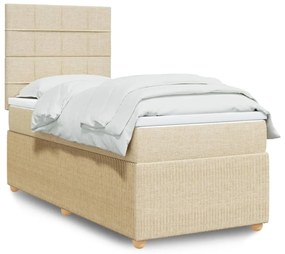 Cama com molas/colchão 90x190 cm tecido cor creme