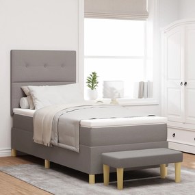 Cama Box Spring vidaXL com Colchão e Banco Taupe 90x190 cm Tecido