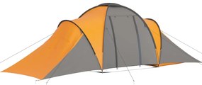 Tenda de campismo para 6 pessoas cinzento e laranja