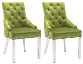 Cadeiras de jantar 2 pcs veludo verde-claro