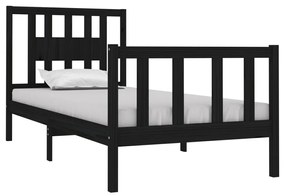 Estrutura cama de solteiro 90x190 cm madeira maciça preto