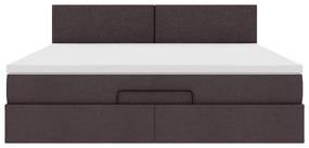 Estrutura de cama otomana com colchão 180x200cm castanho escuro