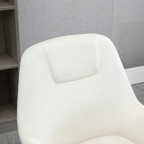 Vinsetto Cadeira de Escritório Operativa Giratória de Veludo com Altura Ajustável e Rodas 65x66x90-97cm Creme
