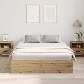 Cama de Armazenamento em Carvalho Artesanal 140x200 cm