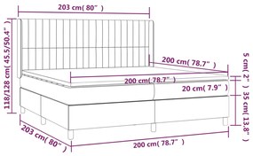 Cama box spring c/ colchão/LED 200x200 cm veludo preto