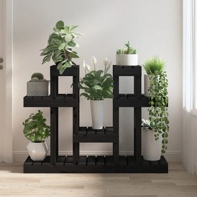 vidaXL Suporte para plantas 104,5x25x77,5 cm pinho maciço preto