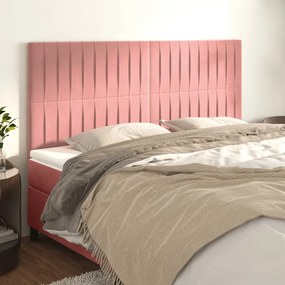vidaXL Cabeceira de cama 4 pcs veludo 90x5x78/88 cm rosa